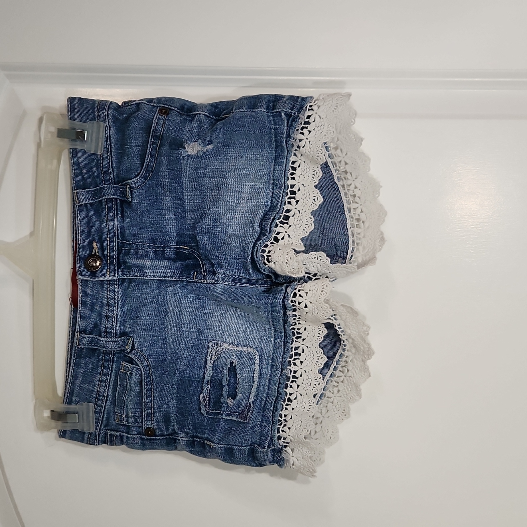 Arizona Jeans Scalloped Eyelit Denim Shorts 12 Reg Girls
